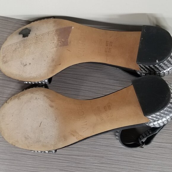Vince Rita Ankle Strap Sandal, Black & White Metallic Leather, Womens Size 6.5 M - Picture 11 of 12